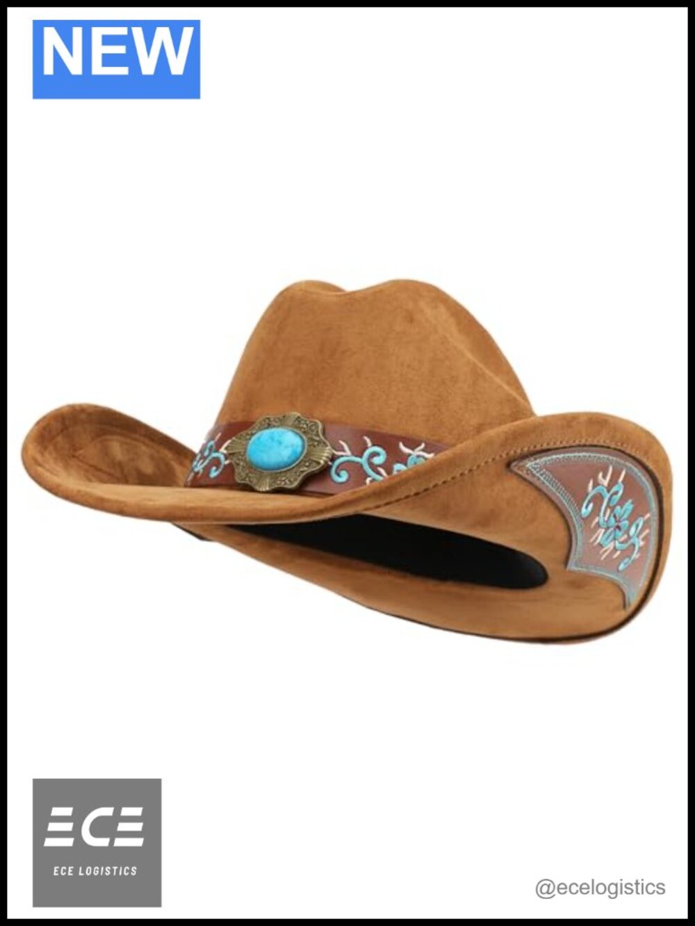 Melesh Cowboy Hat Embroidered Big Wide Brim Western